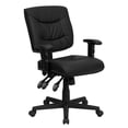 thumbnail image 1 of Mid-Back Black Leather Multifunction Swivel Task Chair with Adjustable Arms, 1 of 9