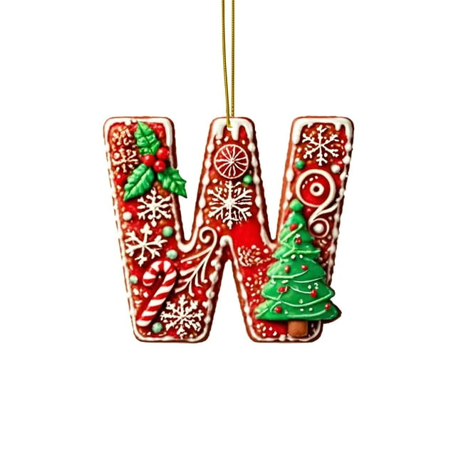 Binwennn Œufs de Pâques Décoratifs Grands Centres de Table pour Table de Mariage 26 Pcs Lettres Rouges Décorations de Sapin de Noël Lettres Canne en Bonbon avec Motif de Baies Mini Alphabet Ornements Suspendus