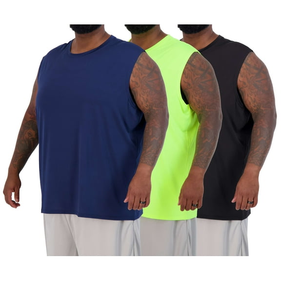 Real Essentials 3 & 5 Pack: Men's Dry-Fit Active Muscle Tank Top - Standard and Big & Tall Sizes (S-5XLT)