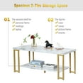 thumbnail image 6 of Gymax Modern Coffee Table Faux Marble Top Accent Cocktail Table w/ Gold Metal Frame, 6 of 10