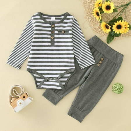 

Toddler Boys Outfit Sets Winter Long Sleeve Prints Romper Pants Two Piece Clothes Suit For Children