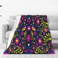 thumbnail image 1 of Balery Colorful Mexican Manta de Felpa Suave y Acogedora – Cobija de Franela Aterciopelada para Cama, Lavable y Cálida para Sofá, Mascotas, Transpirable-80"x60", 1 of 7