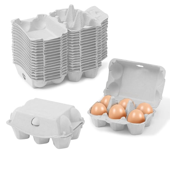 MT Products White Flat Top Egg Cartons 6 Count Egg Container - Perfect for Chicken Farm (Pack of 10) - Made in USA