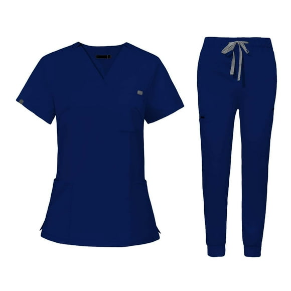 Conjunto de uniformes médicos con bolsillos, pantalones de enfermera, ropa de trabajo femenina moderna Azul jinwen Uniforme de enfermera