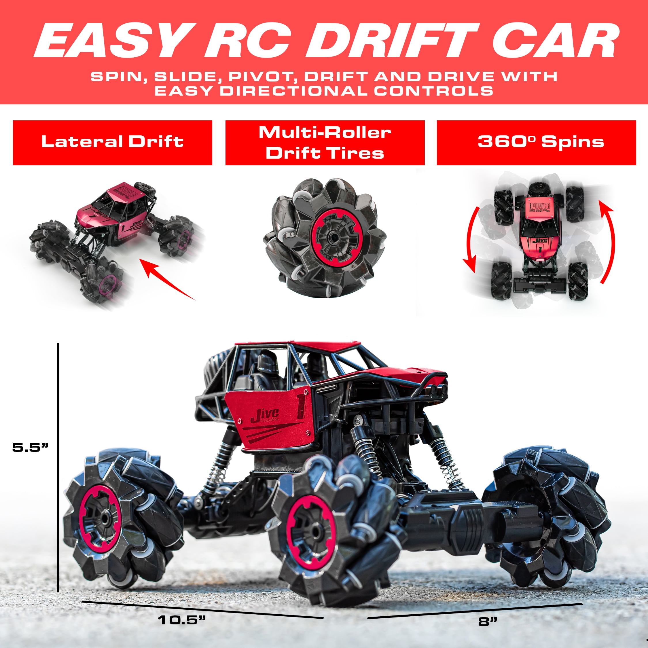 Power Your Fun Red Jive Remote Control Monster Truck Stunt Car for