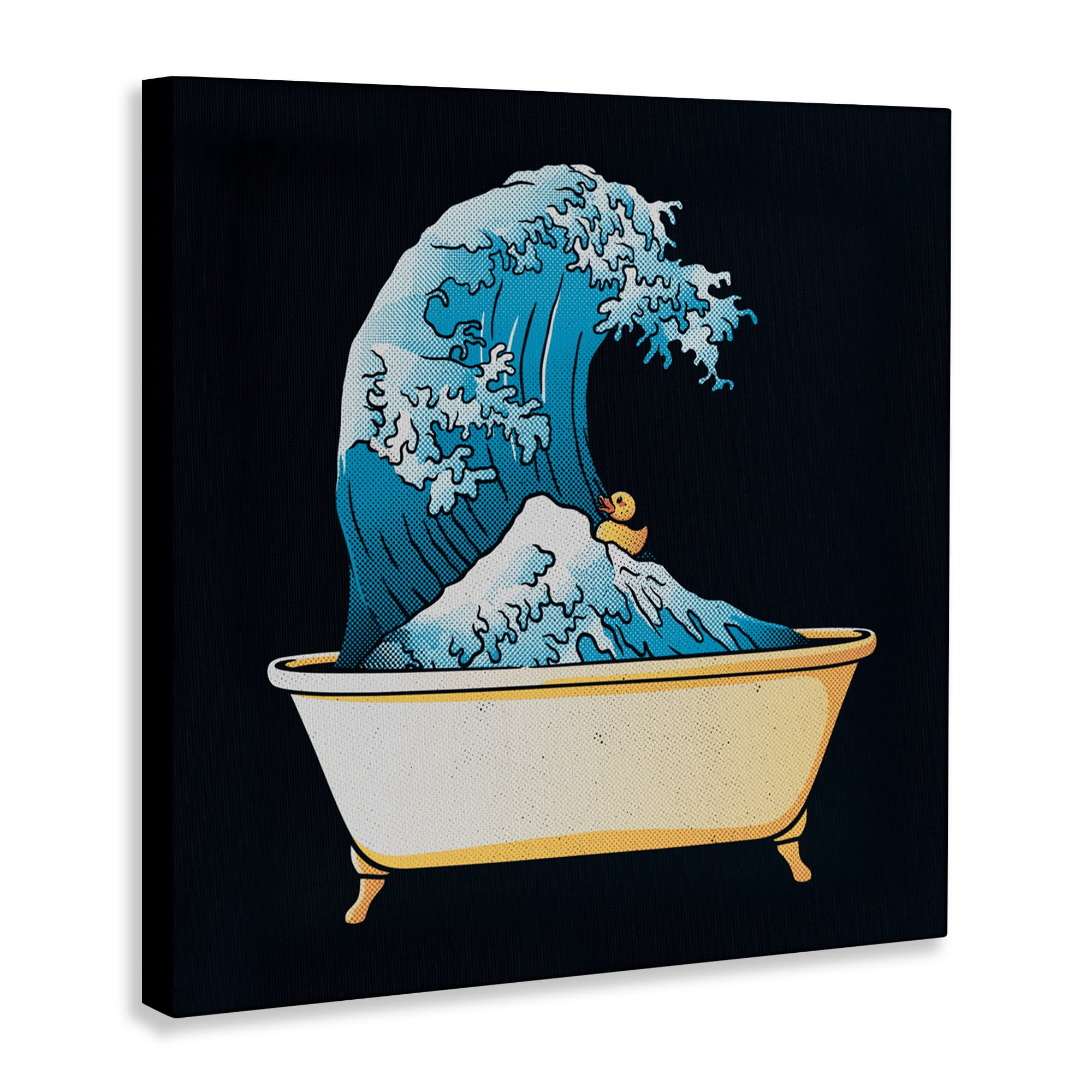 Stupell Industries Bathtub with Kanagawa Wave Canvas Wall Art, design by Tobe Fonseca