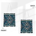 thumbnail image 3 of DouZhe Reusable Grocery Bags, Retro Blue Tribal Style Geometric Lightweight Polyester Canvas Cloth Tote Bag for Travle Gym Shopping School, 15" x 16", 3 of 7