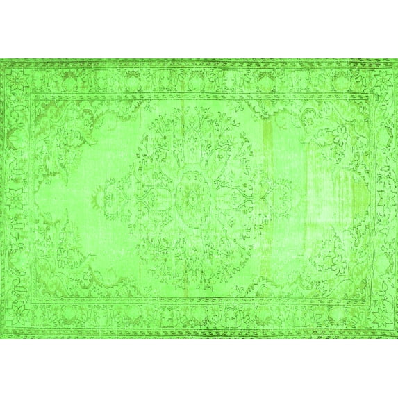 Ahgly Company Indoor Rectangle Abstract Green Contemporary Area Rugs, 7' x 9'