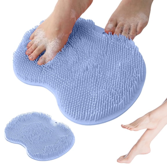 Shower Foot Scrubber Mat,Wall Mounted Silicone Bath Massager Cushion Brush with Non-Slip Suction Cups,for Men and Women