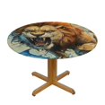 thumbnail image 3 of WYYP Outdoor Fitted Round Tablecloth - A Majestic Lion Design - 100% Polyester Fiber - Full Width Single-Sided Printing - Imposing and Majestic White, 3 of 8