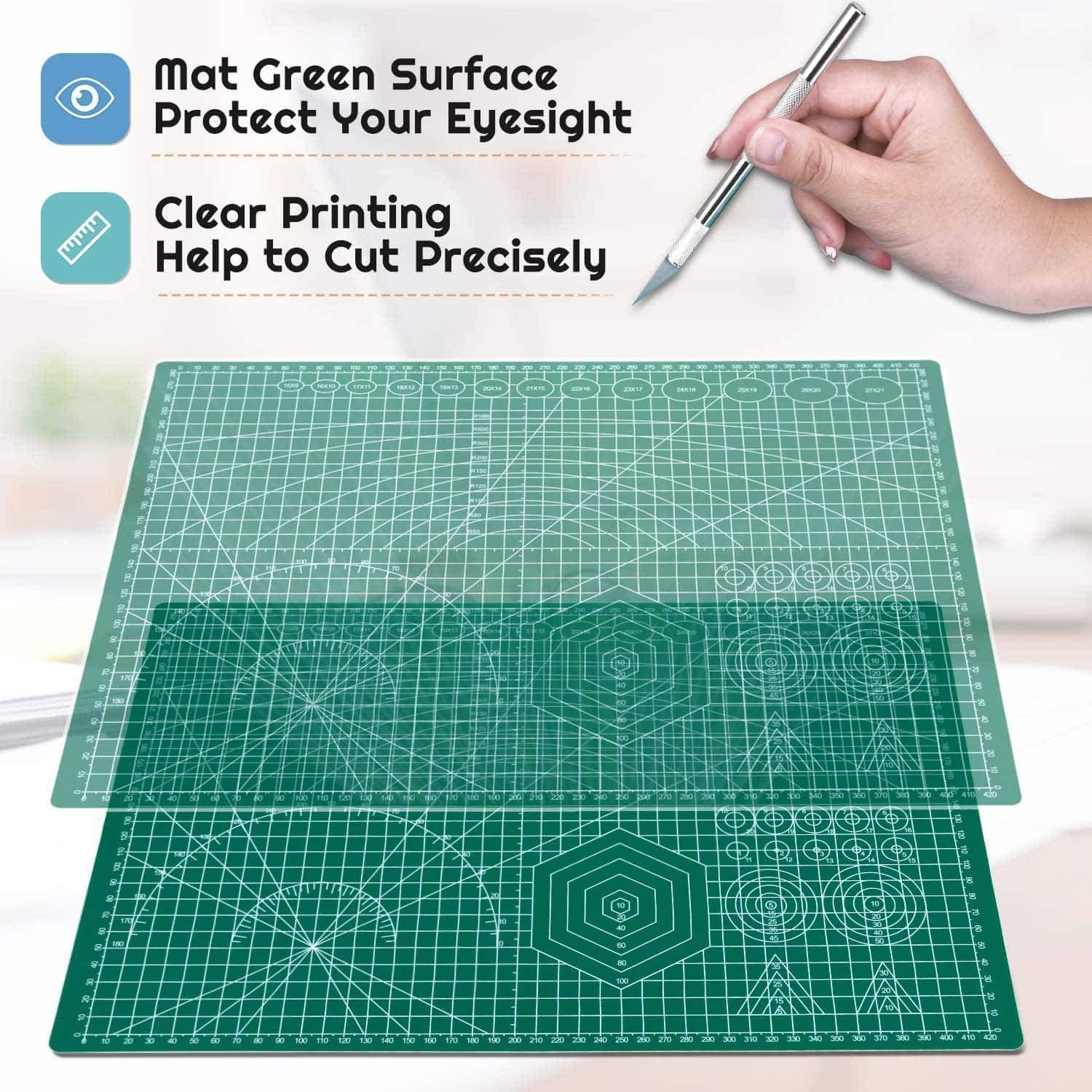 Self Healing Sewing Mat, 12inch x 18inch Rotary Cutting Mat Double Sided 5-Ply Craft Board for Crafts Hobby Fabric Precision Scrapbooking Project