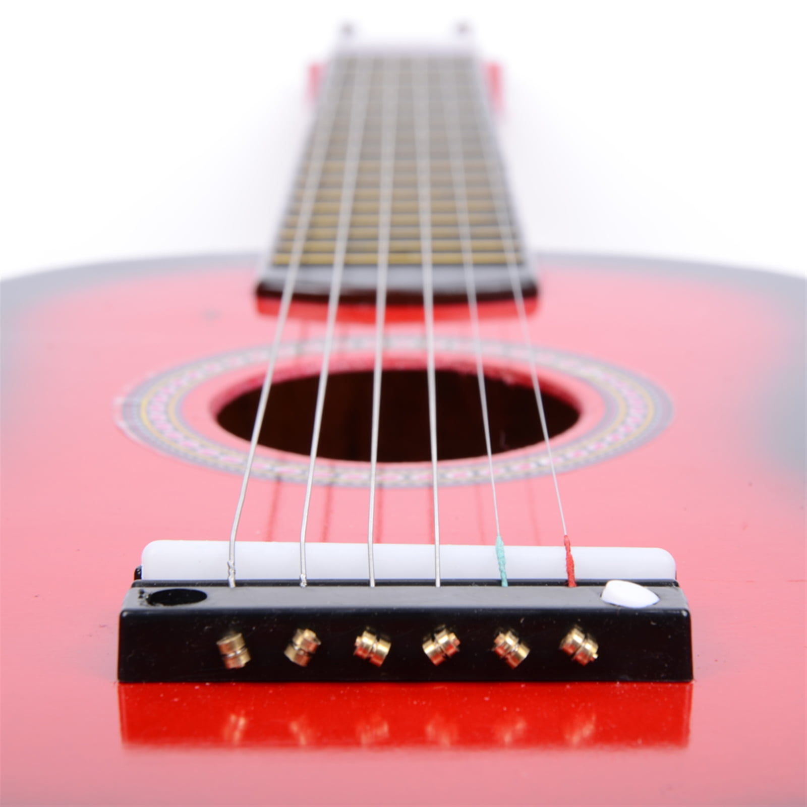 23" Acoustic Guitar Pick Strings Beginner Guitar Starter Kit with Strings & Pick for Kids Adult, Red