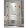 thumbnail image 4 of Christmas Cardinal Sheer Curtains 96 Inch Length 2 Panels Set, Vintage Winter Birds Brown Plaid Voile Window Treatment Semi Sheer Long Curtains Drapes for Bedroom/Living Room/Kitchen 52"x96"x2, 4 of 7