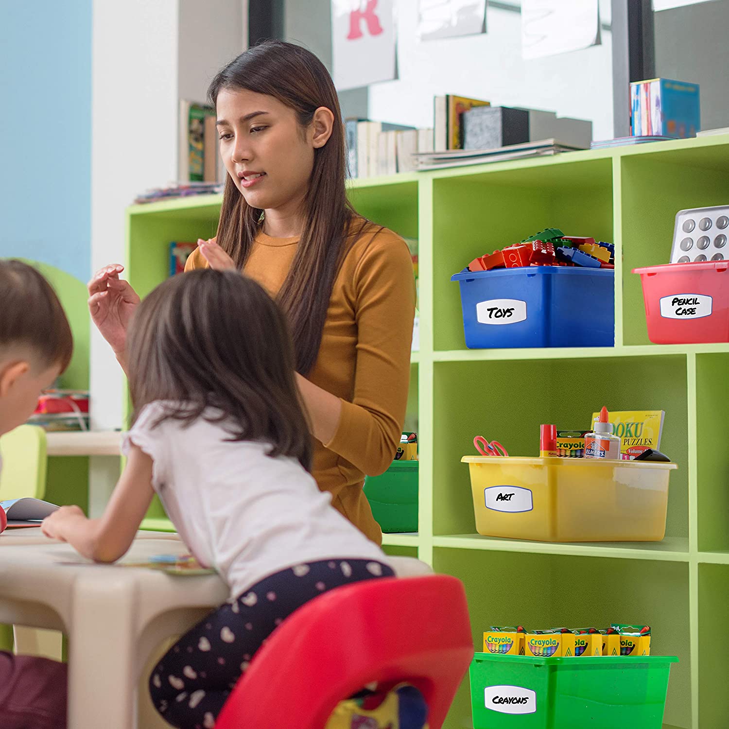 Prextex Toy Storage Bins - Pack of 4 Containers Closet Organizers Classroom Toys Organizers