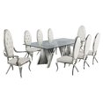 thumbnail image 1 of Mixed 9pc Dining Set with White Faux Leather Side Chairs and Arm Chairs, 1 of 5