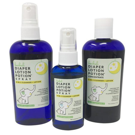 Diaper Lotion Potion - All Natural Diaper Rash Guard for Your Baby's Bottom - Healing and Soothing Antibacterial 2-in-1 Herbal Cleanser and Lotion - Moisturizes and Protects (Deluxe Bundle) Deluxe