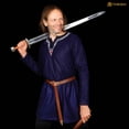thumbnail image 5 of Mythrojan Navy Blue Wool Medieval Viking Shirt Renaissance Men Tunic Costume Warrior Knight Cosplay LARP Adult Tunic XL, 5 of 6