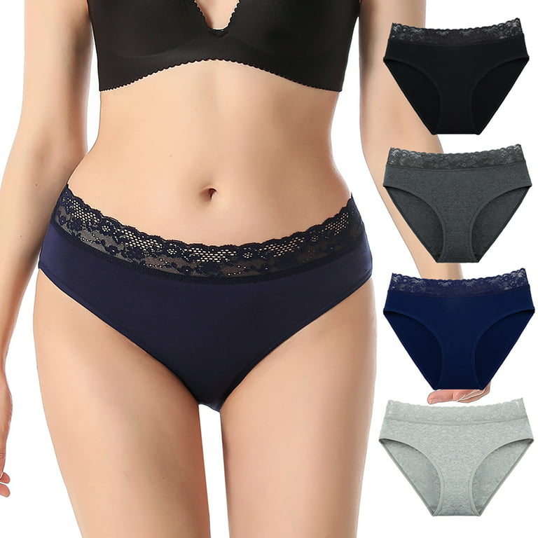 rygai Women Underpants Lace Breathable High Elasticity Soft Anti-septic  Great Ventilation High Waist Lady Panties for Inner Wear,Black M