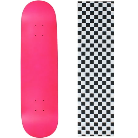 skateboard deck pro 7-ply canadian maple neon pink with griptape 7.5