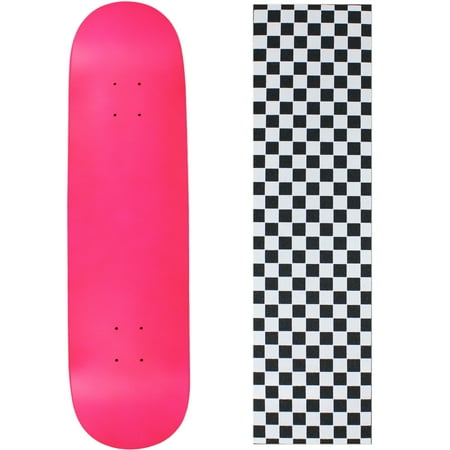 - skateboard deck pro 7-ply canadian maple neon pink with griptape 7.5