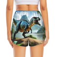 thumbnail image 4 of Goofa Lake Forest Dinosaur A Printed Women 2 in 1 Running Shorts,Quick Dry Athletic Workout Shorts,High Waisted Athletic Shorts with Liner Pockets-Large, 4 of 9