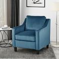 thumbnail image 2 of Milo Contemporary Velvet Club Chair, Blue and Dark Brown, 2 of 8