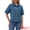 Blue, variant on DARING DIVA Women's Short Sleeve Button Down Boxy Shirt Tops Jean Jacket S Blue