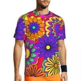thumbnail image 3 of Psychedelic Print T-Shirt Male Groovy Flower Power Street Style Gym T-Shirts Fast Dry Summ, 3 of 5