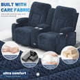 thumbnail image 6 of LOBERFVE Fabric Loveseat Recliner, Recliner Chair with Stainless Steel Cup Holder, USB Ports, Recliner Lounge with Storage Space, Mobile Phone Holder, Couch for Living Room, Navy Blue, 6 of 6