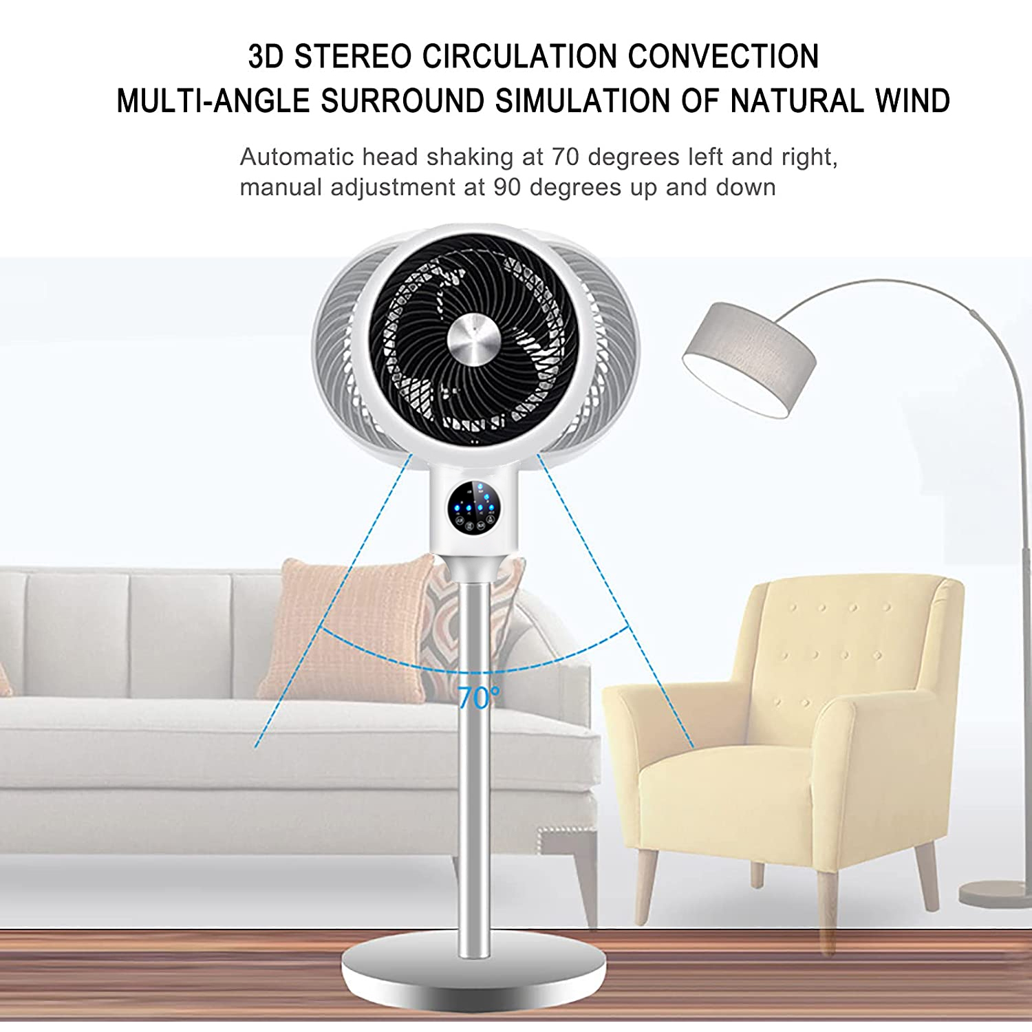 SUGIFT Fans for Home, Whole Room Air Circulator Fan, 3 Speeds for Office, Bedroom, White - image 5 of 7