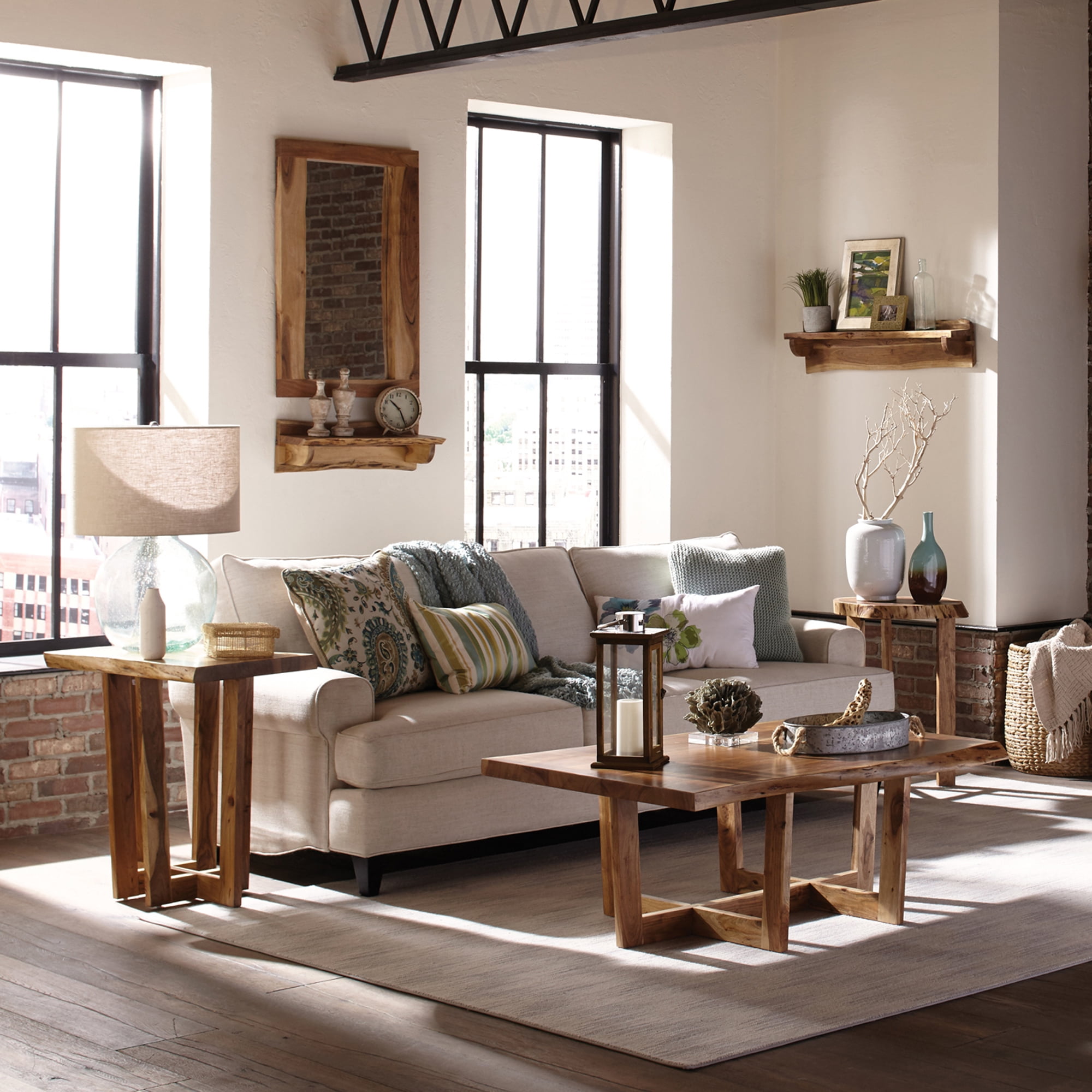 Alaterre Furniture Berkshire Natural Live Edge Wood End Table