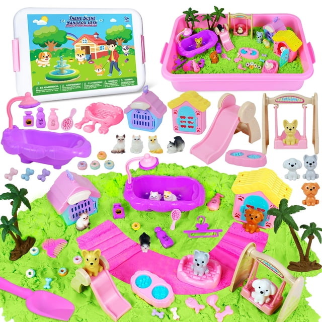 Kit de arte con arena Ynanimery para caja sensorial de mascotas con accesorios