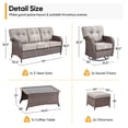 thumbnail image 5 of PARKWELL 6 Pieces Patio Furniture Set with Swivel Chairs, Outdoor All-Weather Wicker Conversation Sofa Set with Coffee Table,Ottoman and 5" Thick Cushion for Porch Deck, Brown/Beige, 5 of 11