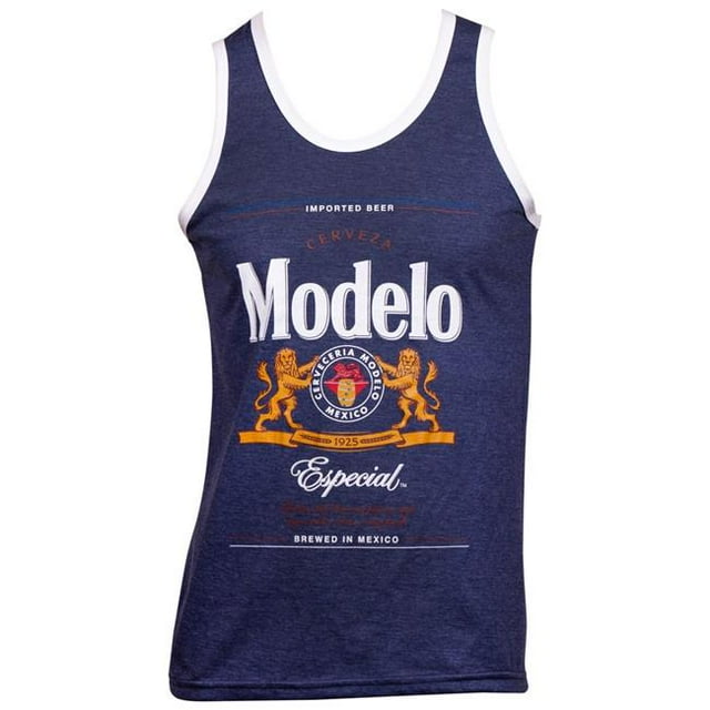 Modelo Especial 794925-L Modelo Especial Label White Trim Mens Tank Top - Large