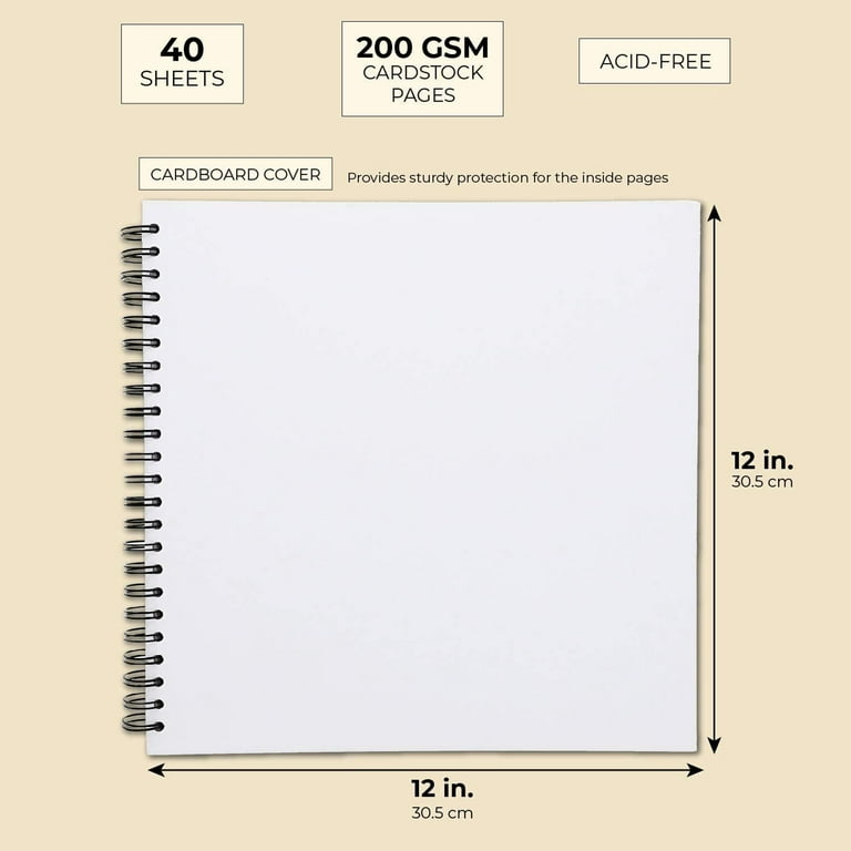 Hardcover Scrapbook Album (12 x 12 Inches, White, 40 Sheets