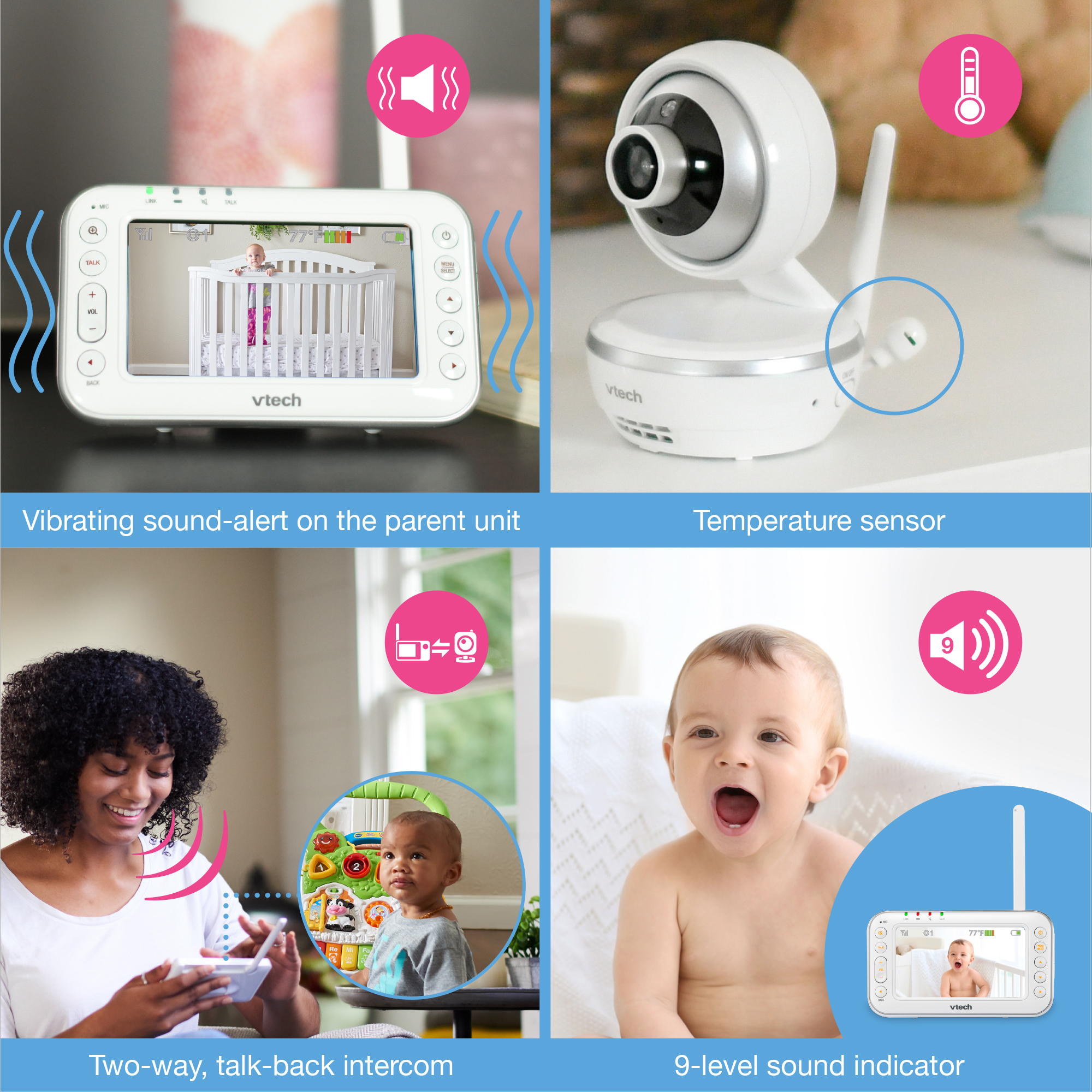 VTech VM4261, 4.3" Digital Video Baby Monitor with Pan & Tilt Camera, Wide-Angle Lens and Standard Lens, White - image 11 of 13