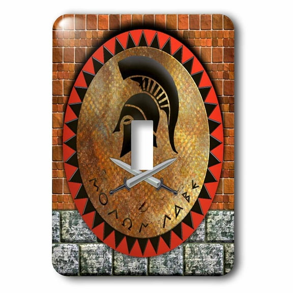 3dRose, Knight helmet Roman design with brick wall art background, single toggle switch