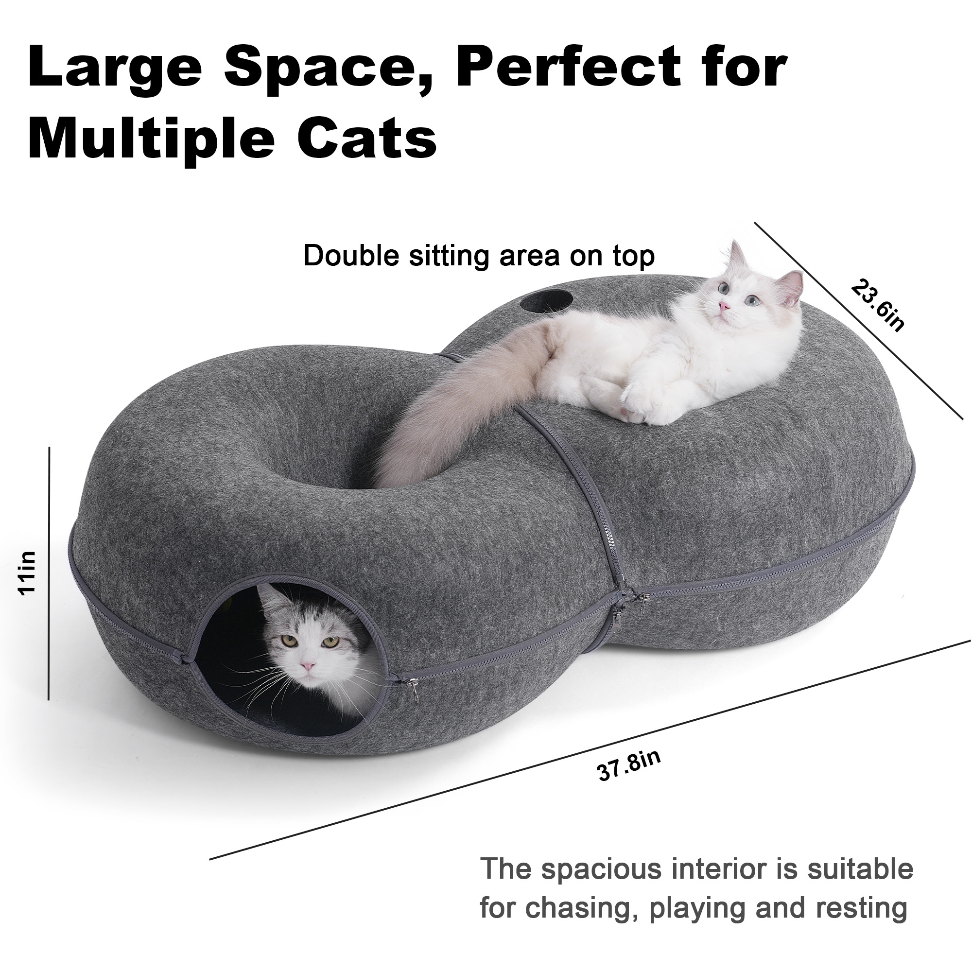 DOOKRON 8-Shaped Large Cat Tunnel Bed,  Peekaboo Cat  Cave