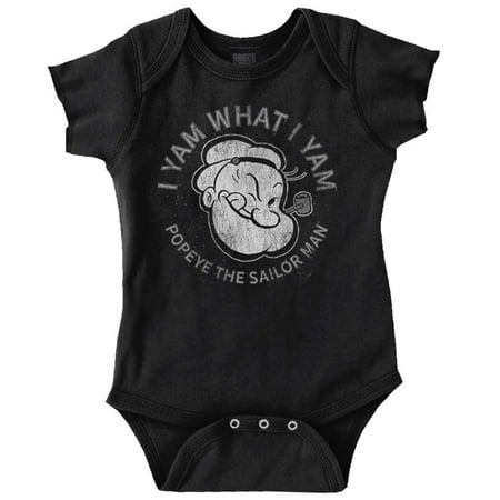 

Popeye Sailor Man Quote What I Yam Romper Boys or Girls Infant Baby Brisco Brands 18M