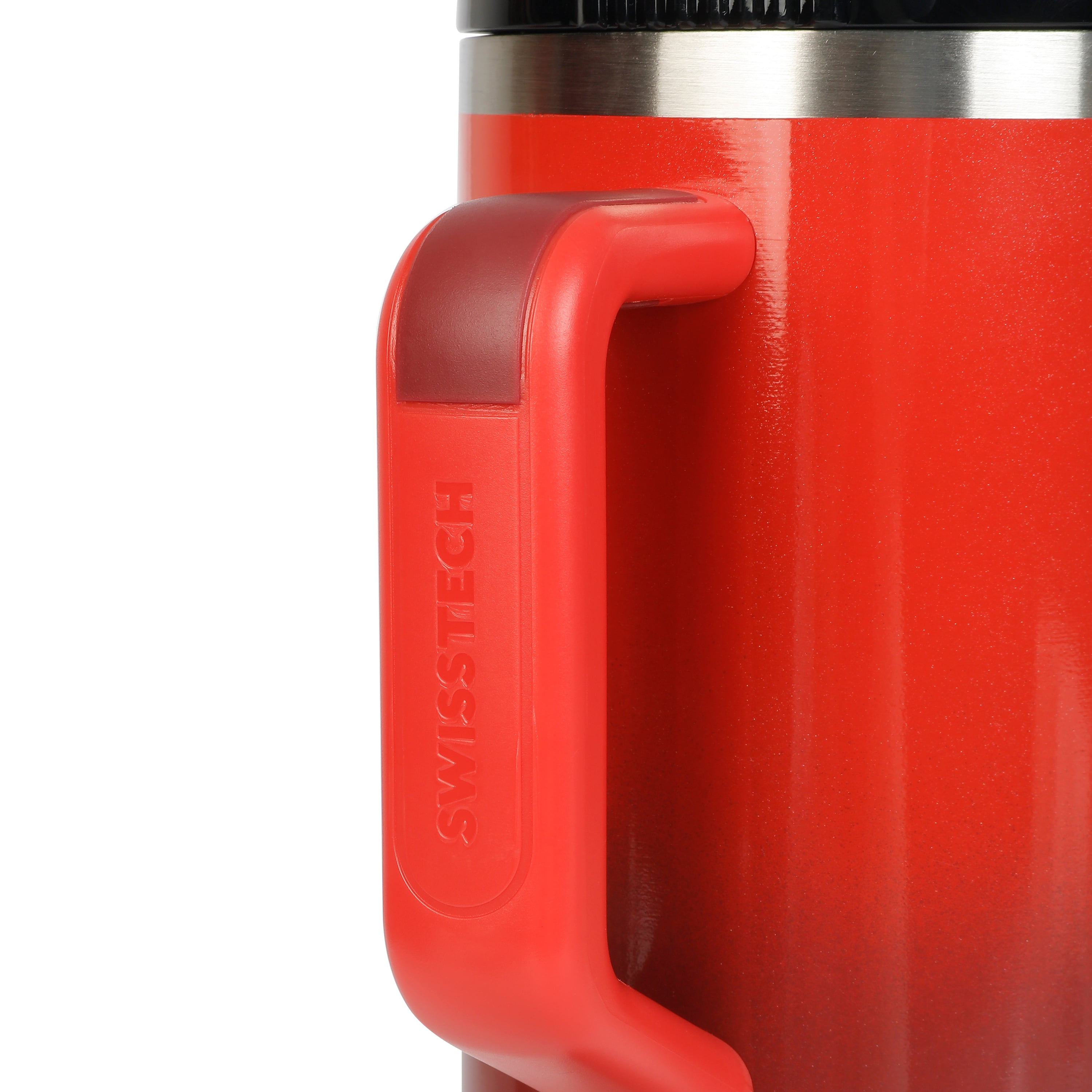 Swiss Tech 40 oz Triple Wall Insulated Tumbler with Ceramic Coating & Travel Bag, Red