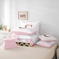 thumbnail image 2 of Erosebridal Aesthetic Coquette Bowknot 7pcs Bedding Comforter Set,Letter C Monogrammed Queen Bedding Sets For Girls Kids,Pink White Brown,Reversible, 2 of 7