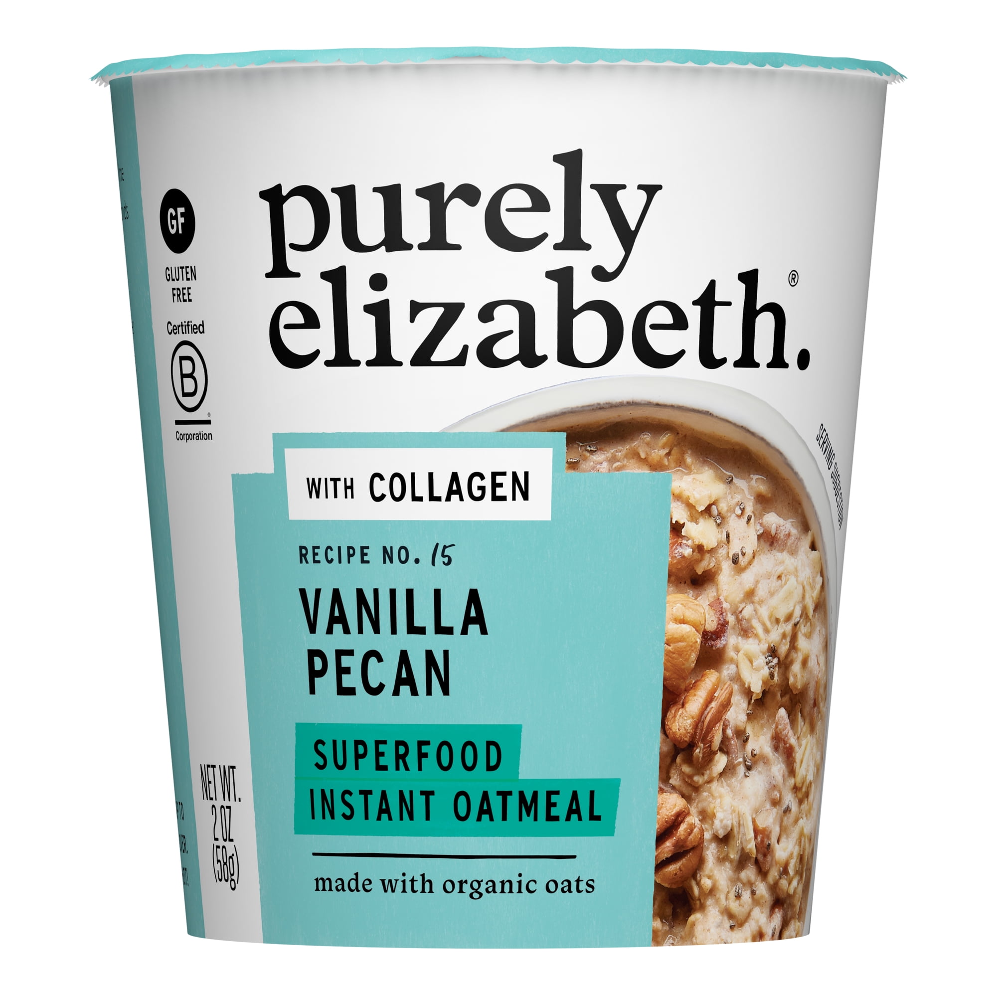 Purely Elizabeth Gluten-Free Superfood Oatmeal, Vanilla Pecan, 2 oz Cup