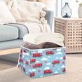 thumbnail image 3 of Yayeee Collapsible Cube Storage Bin with Lid Fabric Closet Decorative Basket with Handles, Red Cartoon Truck Pattern, 3 of 7