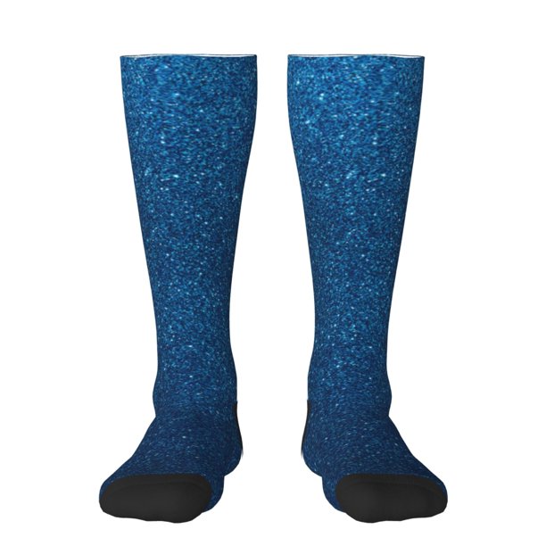 Balery Deep Blue Glitter Calcetines novedosos Calcetines deportivos Calcetines hasta la rodilla Calcetines de algodón Calcetines originales y geniales