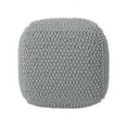 thumbnail image 3 of Christopher Knight Home Teresa Knitted Cotton Square Pouf Light Grey, 3 of 6