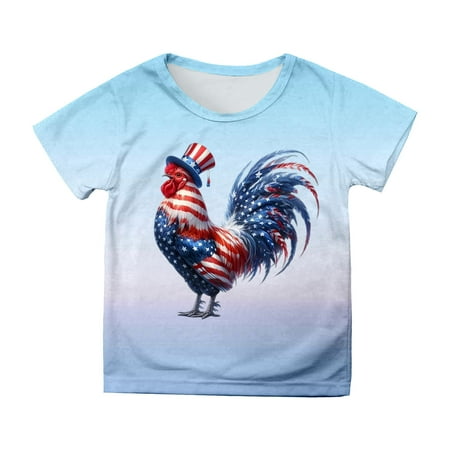 

ZMHEGW Toddler Independence Day Boys Girls Prints Short Sleeve Prints T Shirt Tops Clothes Toddler Boys Girls T Shirts