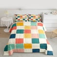 thumbnail image 2 of Homewish Vintage Colorful Plaid Queen Comforter Set for Kids, Square Checkered Buffalo Bedding Sets, Chic Art Abstract Reversible Bedding Comforter Set, Lightweight Room Decor, 3-Piece, 2 of 8