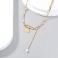 thumbnail image 5 of Charm Necklace for Women Gold Chunky Heart Safety Pin Necklace Pearl Necklace Coin Ball Chain CZ Paper Clip Chain Choker Necklace, 5 of 12