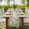 thumbnail image 4 of Table Runners 72 Inches Long Dress Scarves, St Patrick's Day Farmhouse Kitchen Table Runner, Coffee Tablerunners, Spring Leaves Green Flowers Plants Beige 18x72 Inch, 4 of 9