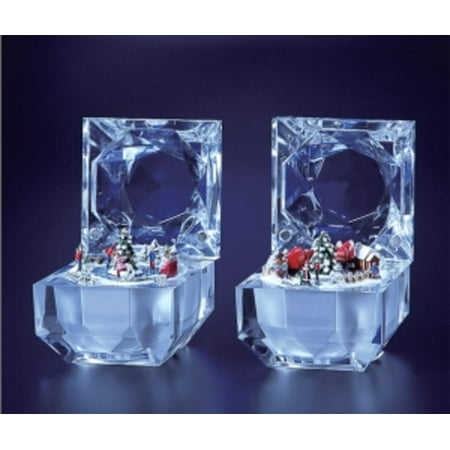Pack of 4 Icy Crystal Decorative Christmas Music Boxes 2.8